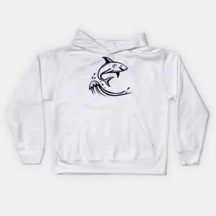 Stick Figure of a Shark in Black Ink Kids Hoodie